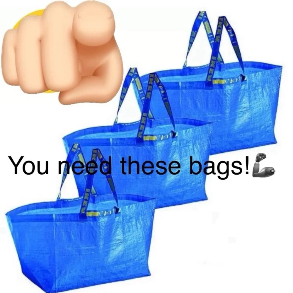 3 IKEA Blue Shopping Bags 🛍️ for carrying gifts 🦾 super sturdy! New!